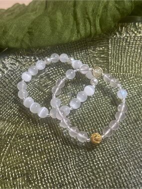 Handmade pure elegance and soft radiance with our Pure Harmony Twin Bracelet Set